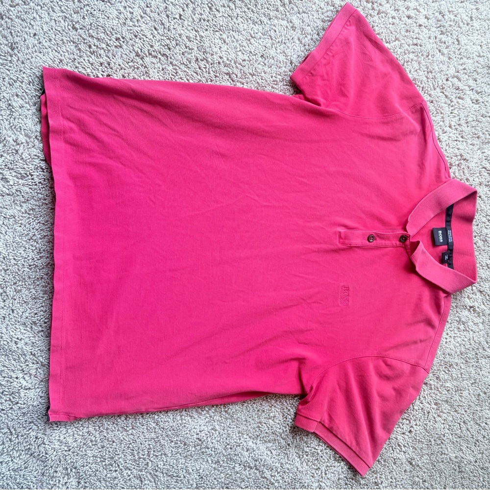 Men’s Hugo Boss Red Polo Shirt Vibrant Cotton Blend